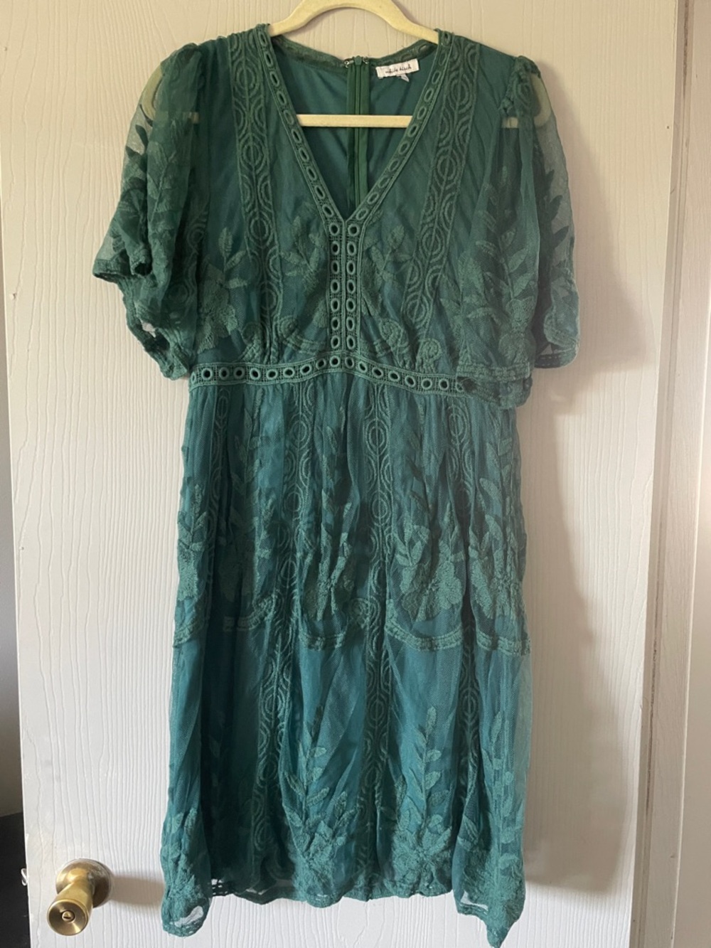 Emerald Green Lace Midi Dress